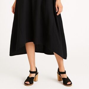 Joie Aforlee Size 9.5 Black Suede Slingback Sandals Wood Block Heel Leather